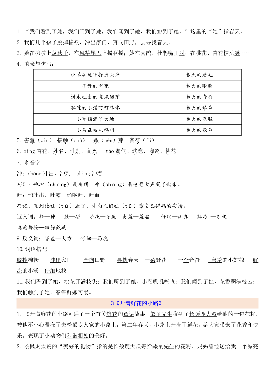 二年级下册语文1-8单元知识考点总梳理（共33页）.pdf_第2页