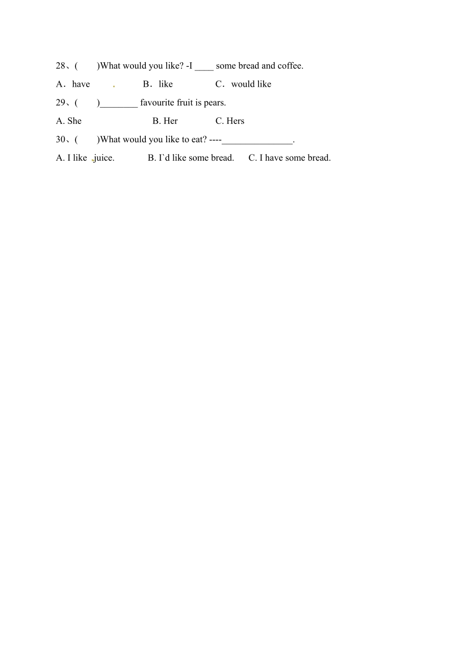 【单元专项】人教PEP 五年级上册英语 Unit 3 What would you like？语法（含答案）.docx_第3页