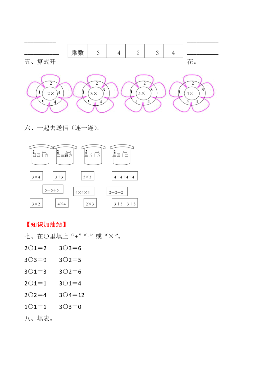 【课时练】二年级上册数学一课一练-四 表内乘法（一）32、3、4的乘法口诀（人教版含答案）.docx_第2页