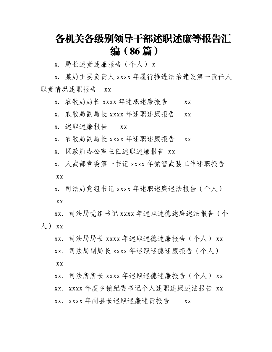 2023年（86篇）各机关各级别领导干部述职述廉等报告汇编.docx_第1页