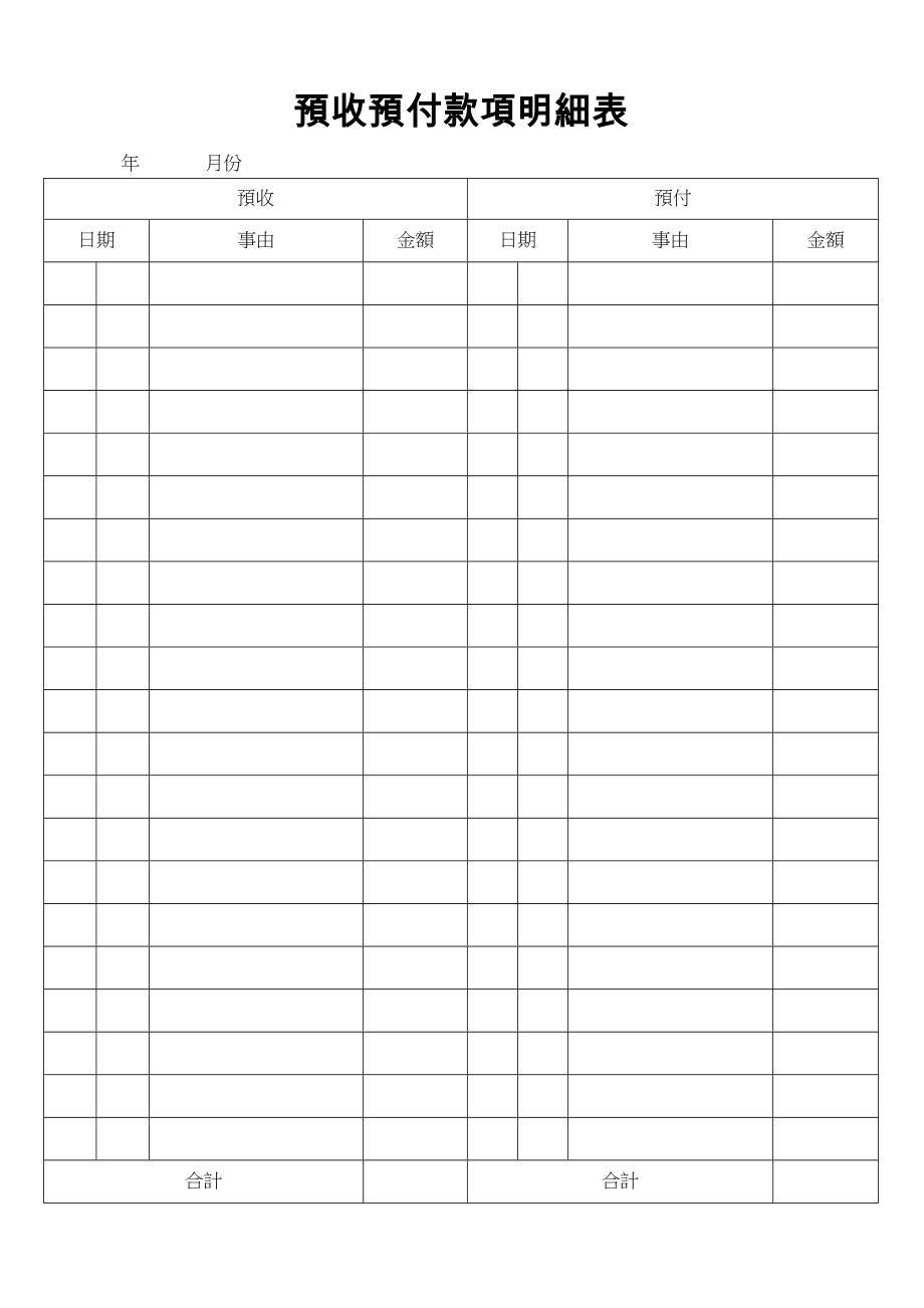 預收預付款項明細表.doc_第1页