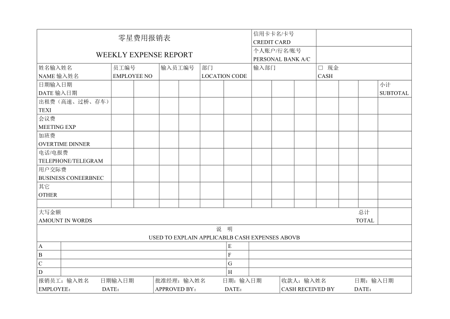 零星费用报销表weekly expense report.doc_第1页