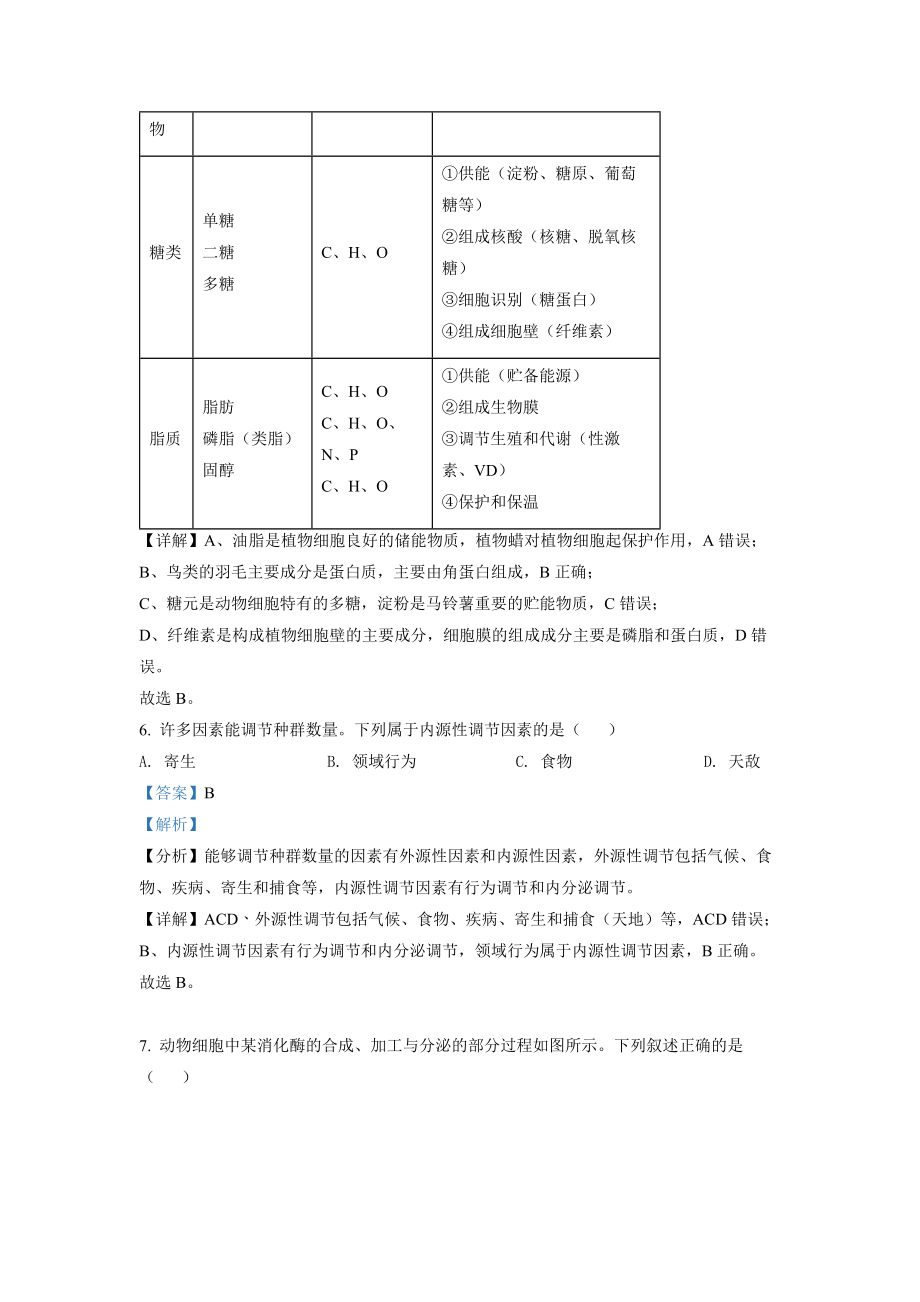 精品解析：2022年6月新高考浙江生物高考真题（解析版）.docx_第3页