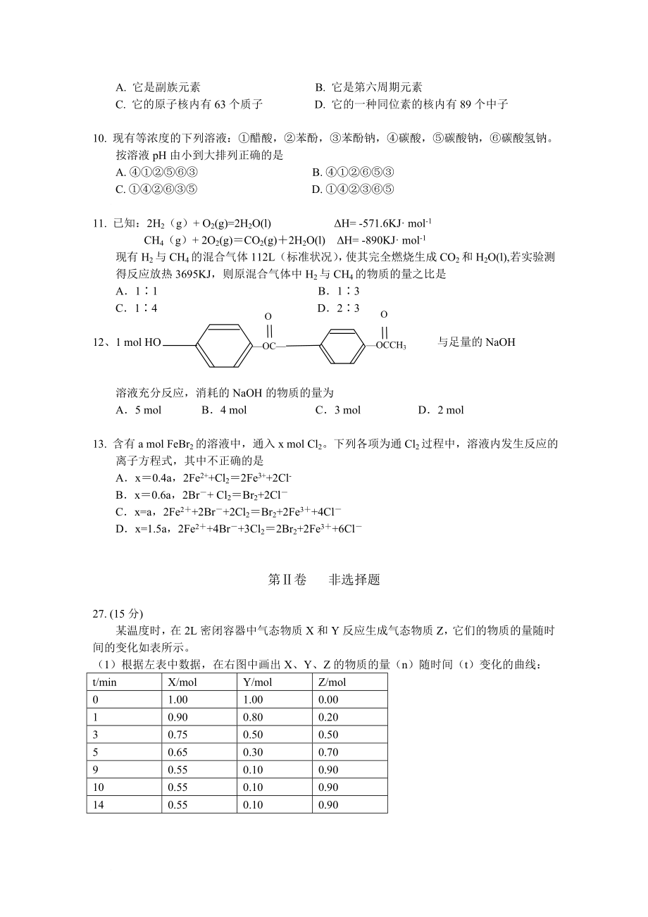 2009年高考贵州理综化学试题和参考答案.doc_第2页