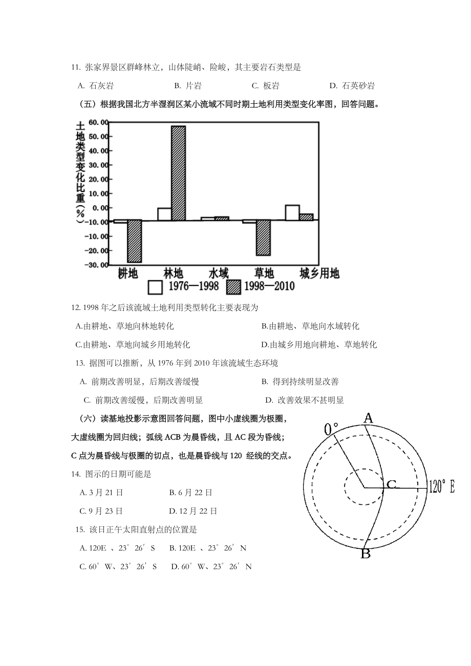 2014年上海市高中毕业统一学业考试地理试卷（word解析版）.doc_第3页