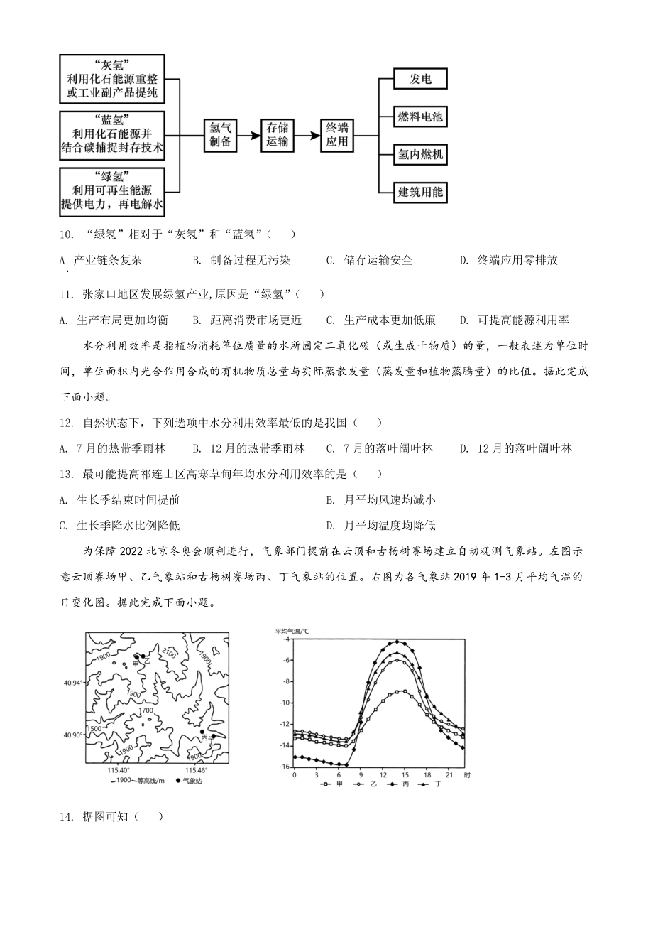 精品解析：2022年新高考辽宁卷地理真题（原卷版）.docx_第3页