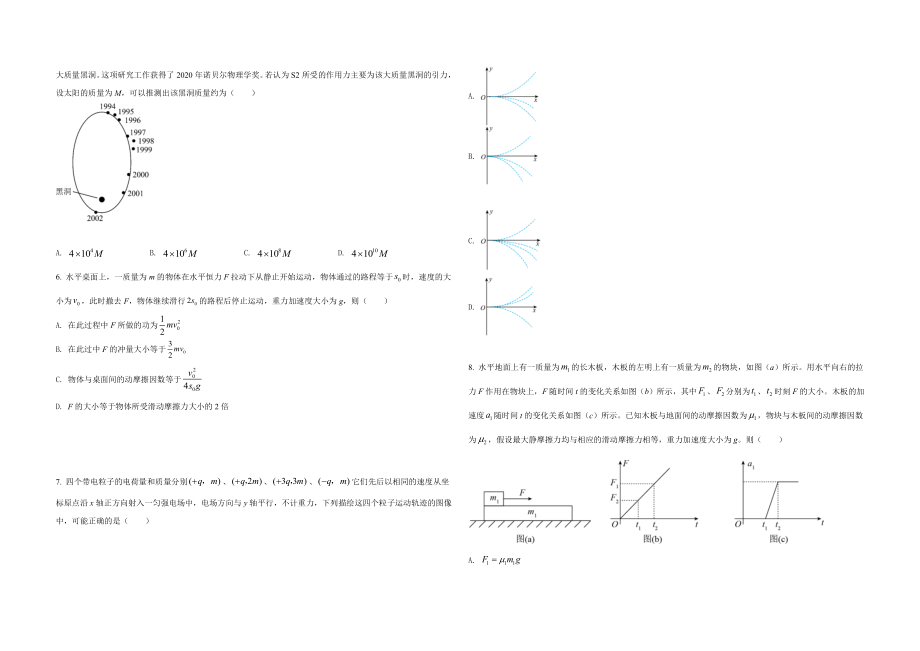 2021年全国统一高考物理试卷（新课标ⅰ）（原卷版）.docx_第2页