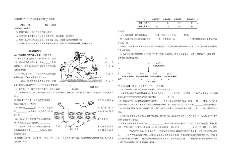 2016年浙江省高考生物【4月】（原卷版）（www.ximiyu.com）.doc_第3页