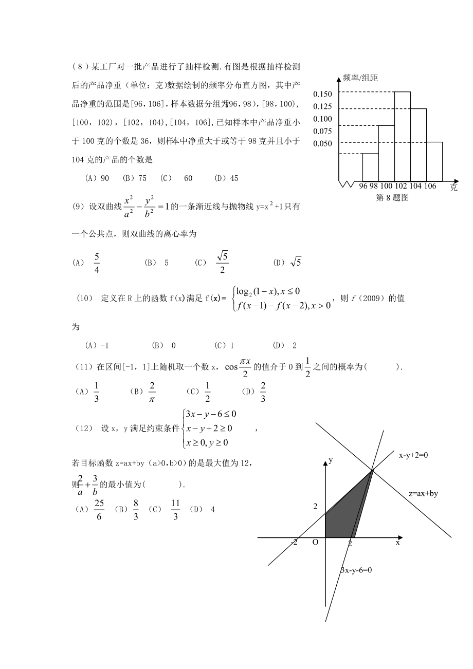 2009年高考真题数学【理】(山东卷)（原卷版）（www.ximiyu.com）.doc_第3页