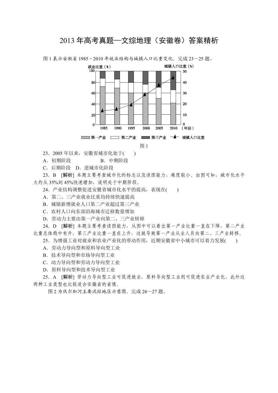 2013年高考安徽卷(文综地理部分)(含答案).doc_第1页