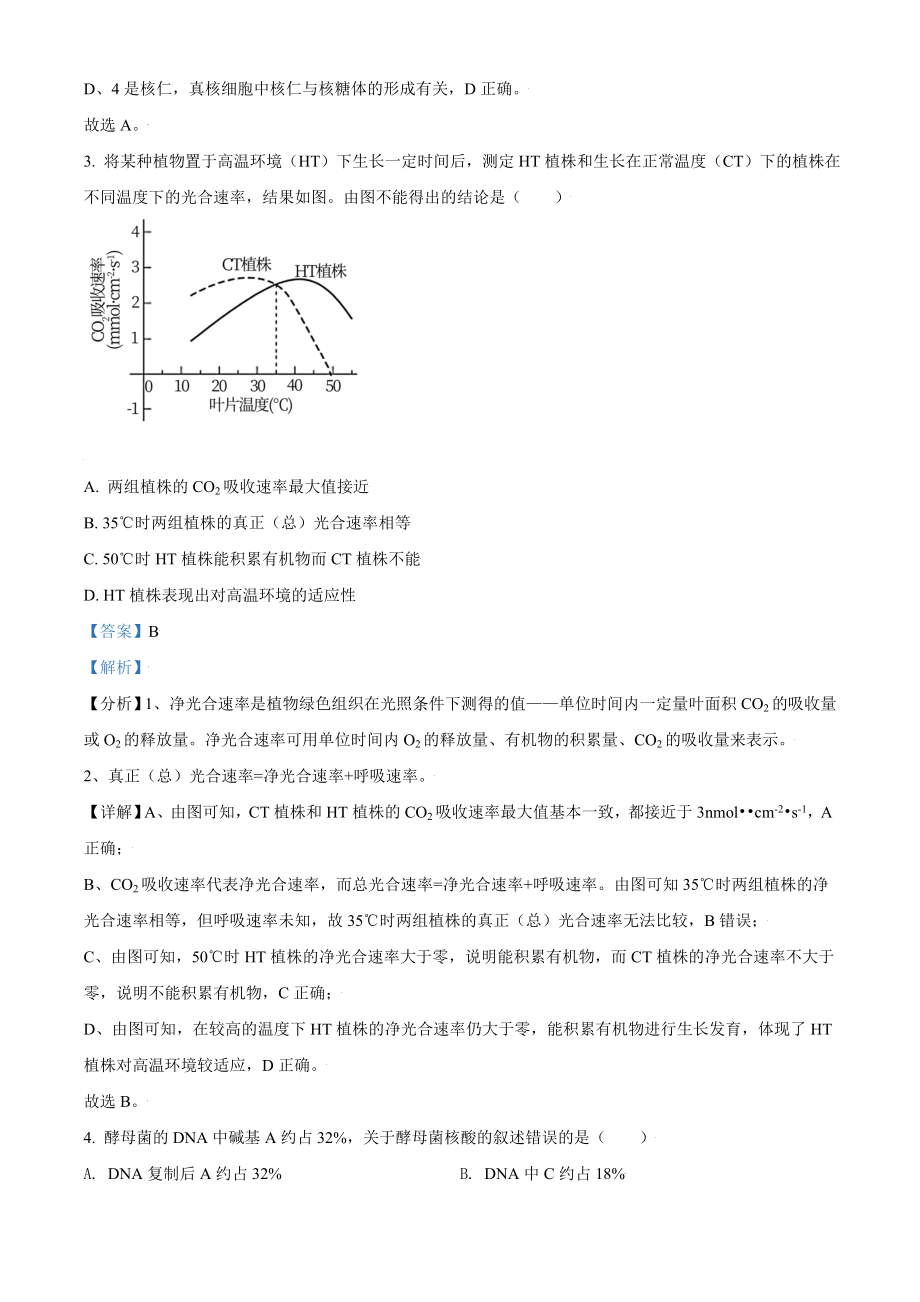 2021年北京市高考生物试卷（含解析版）.doc_第2页