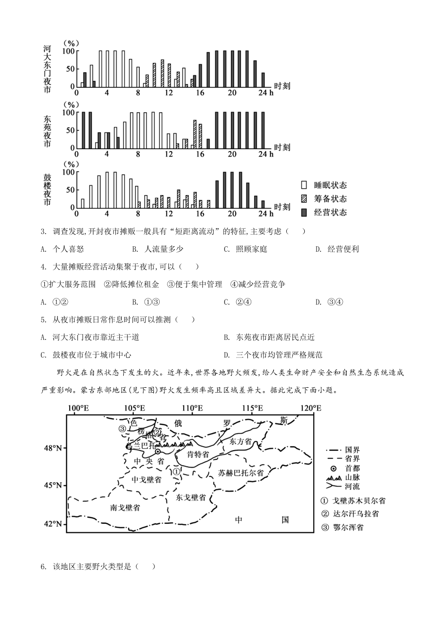 精品解析：湖南省2021年普通高中学业水平选择性考试地理试题（原卷版）.doc_第2页