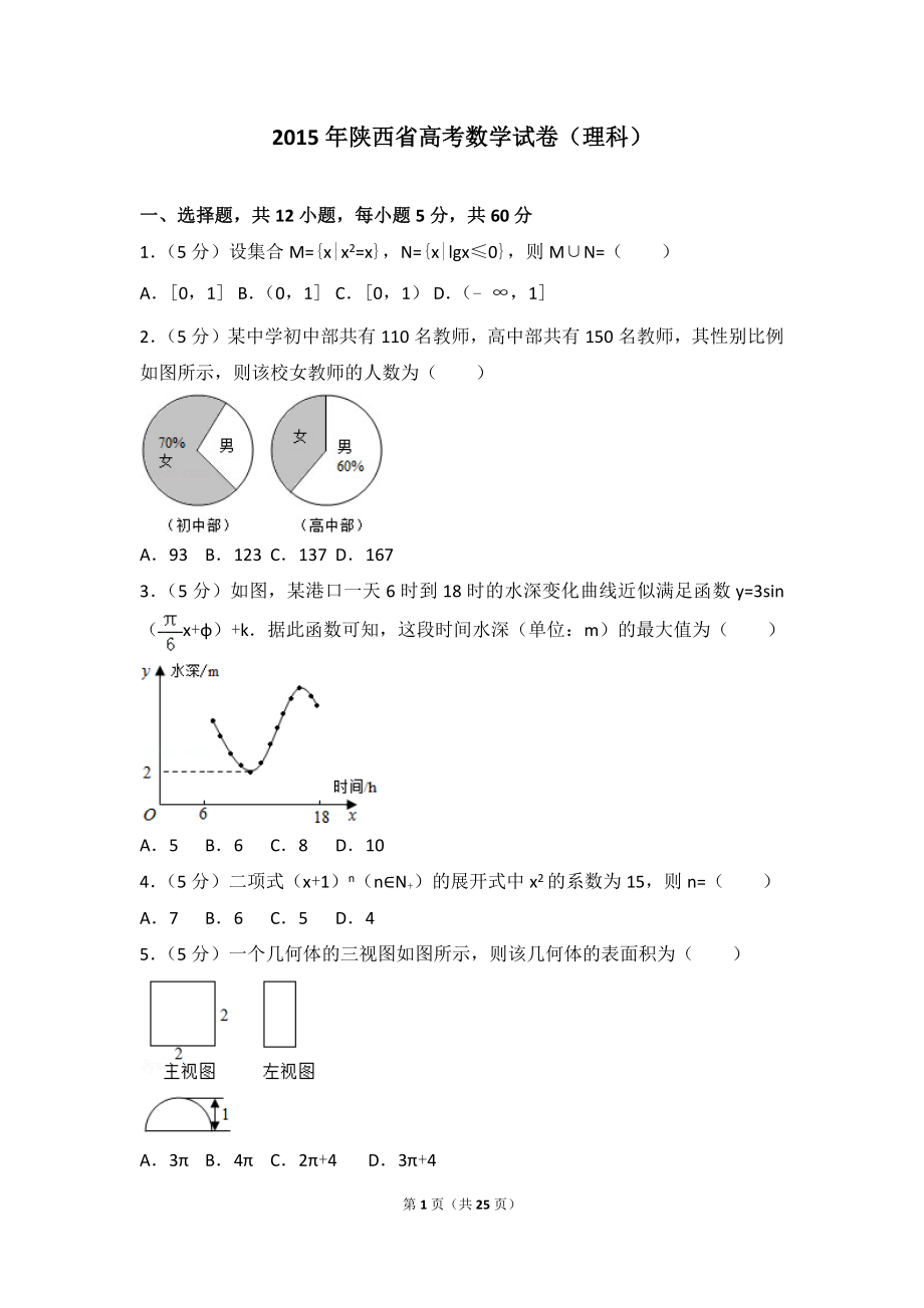 2015年陕西省高考数学试卷（理科）.doc_第1页