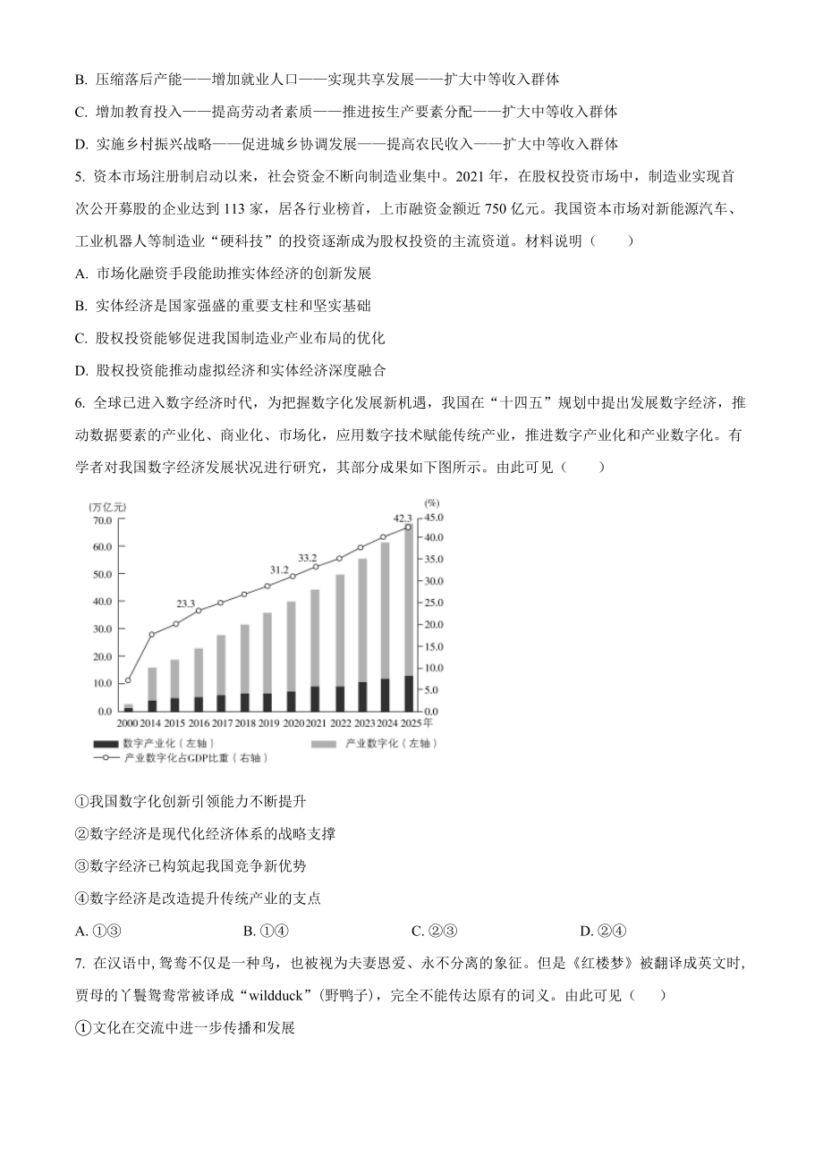 精品解析：2022年江苏省普通高中学业水平选择性考试（原卷版）.docx_第2页