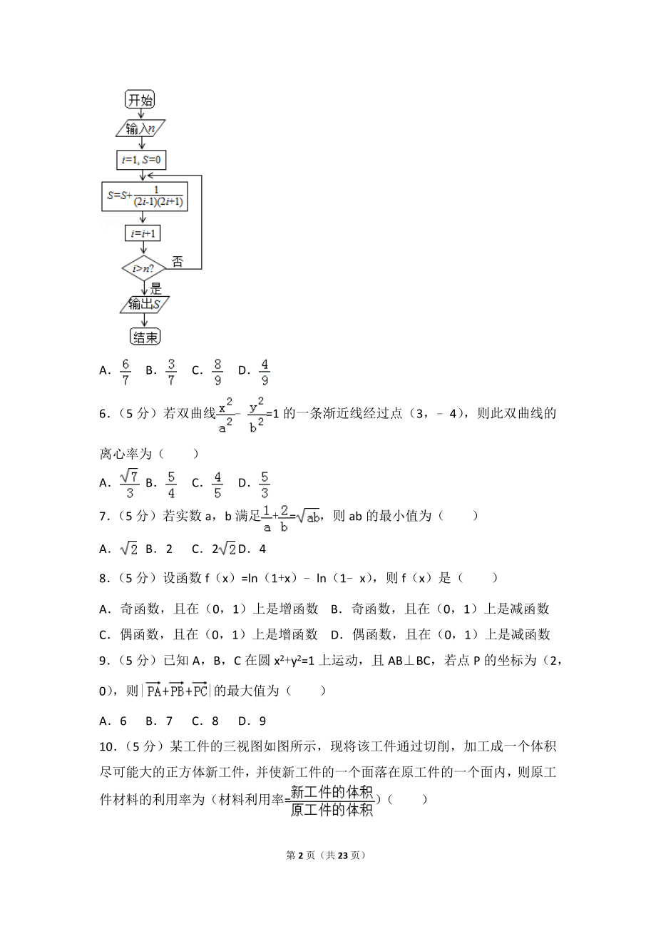 2015年湖南省高考数学试卷（文科）.doc_第2页