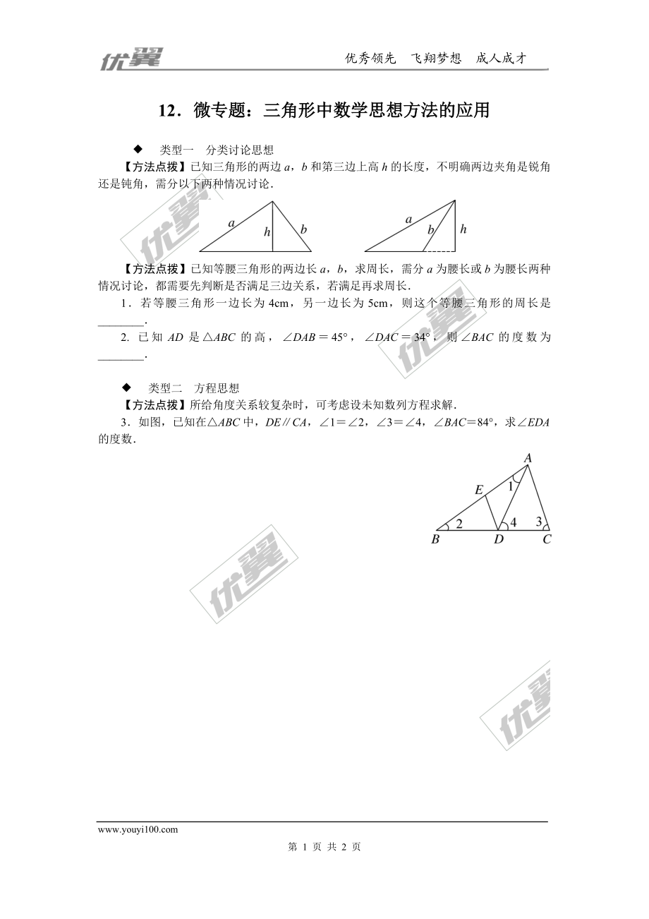 12.微专题：三角形中数学思想方法的应用.doc_第1页