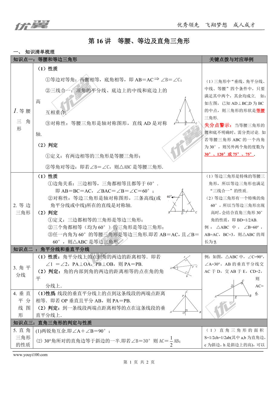 第16讲 等腰、等边及直角三角形.doc_第1页