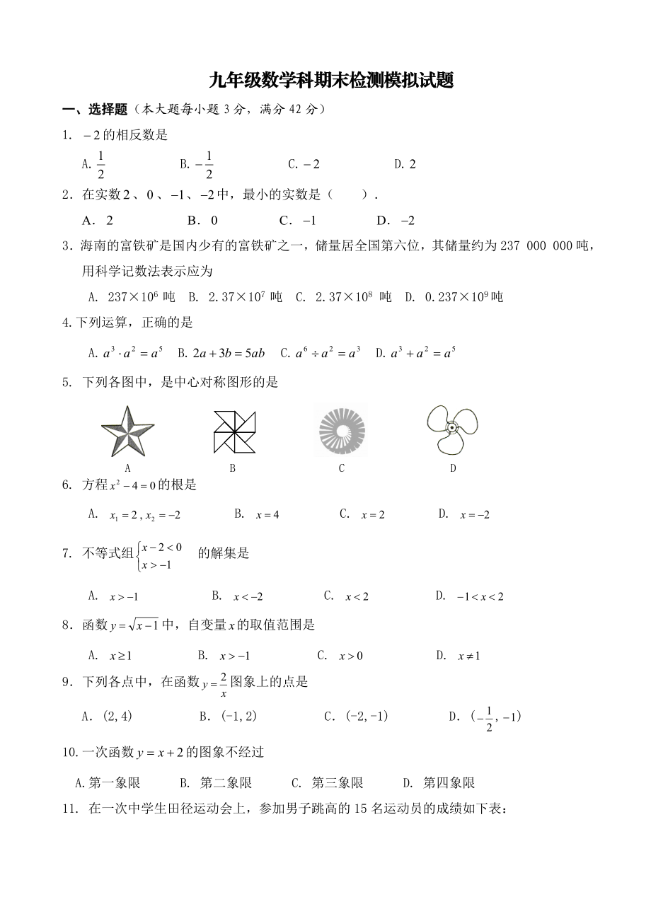 【人教版】九年级上期末数学试卷1.doc_第1页