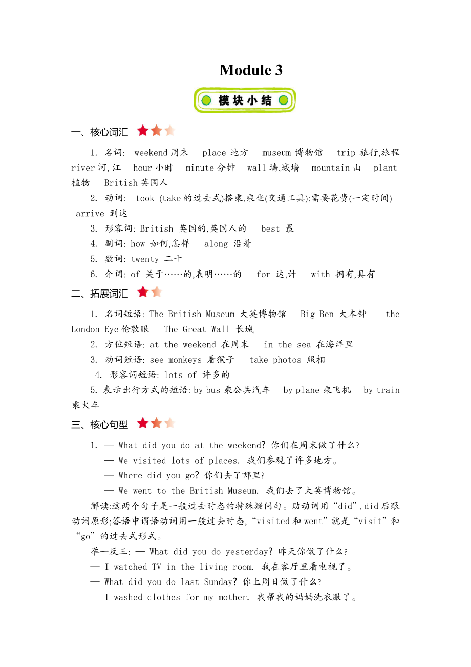 五（上）外研 Module 3 知识清单(1).docx_第1页