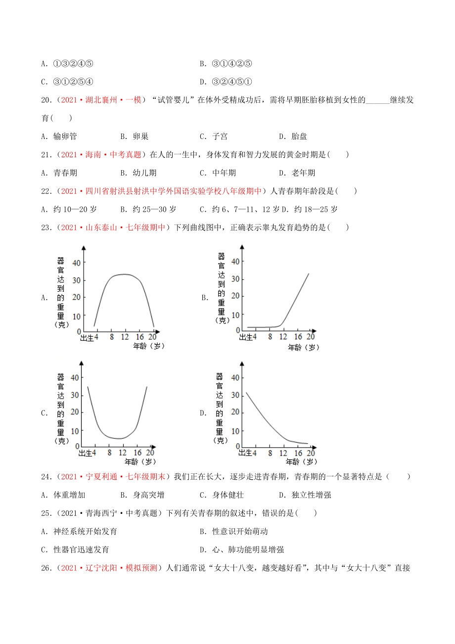 第01章人的由来（A卷•劣实基础）（原卷版）.doc_第3页