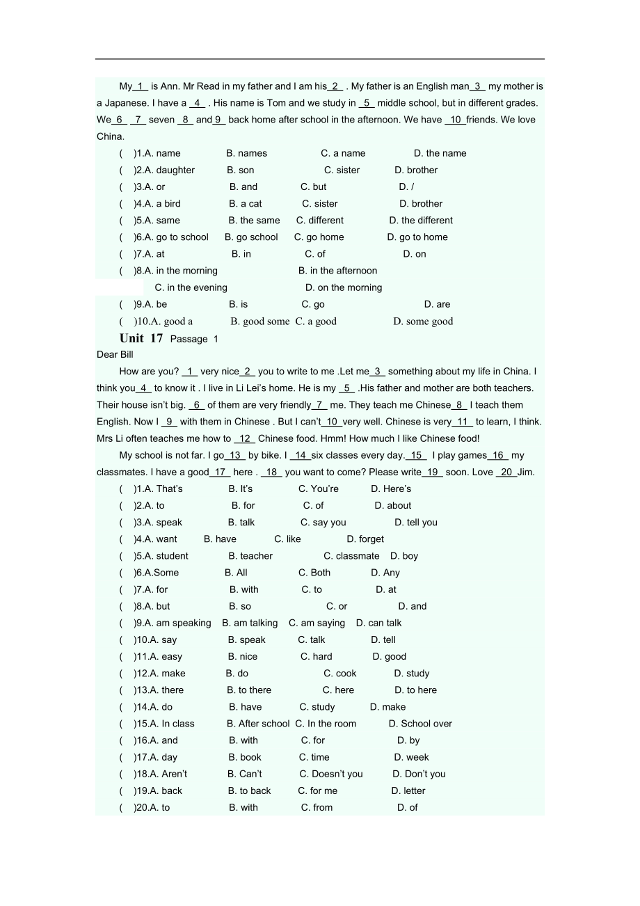 完型填空专项练习题 6.doc_第2页