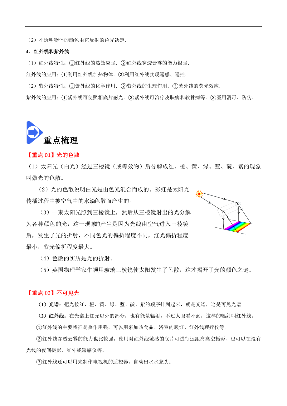 4.5 光的色散-2020-2021学年八年级物理上册同步课堂帮帮帮（人教版）(15144505).docx_第2页