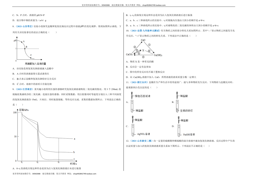 第十单元 酸和碱（选拔卷）（人教版）（考试版）.doc_第2页