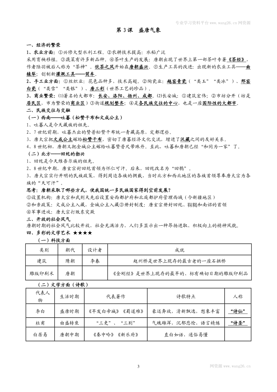 人教部编版历史七年级下册-知识点整理.doc_第3页