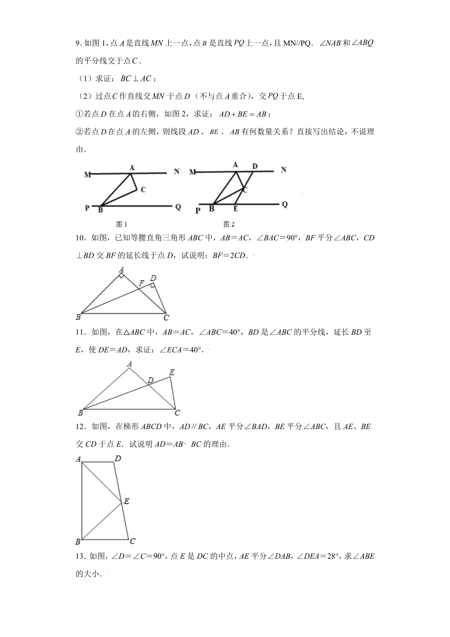 专题04推理能力课之和角平分线有关的辅助线重难点专练（原卷版）（人教版）.docx_第3页