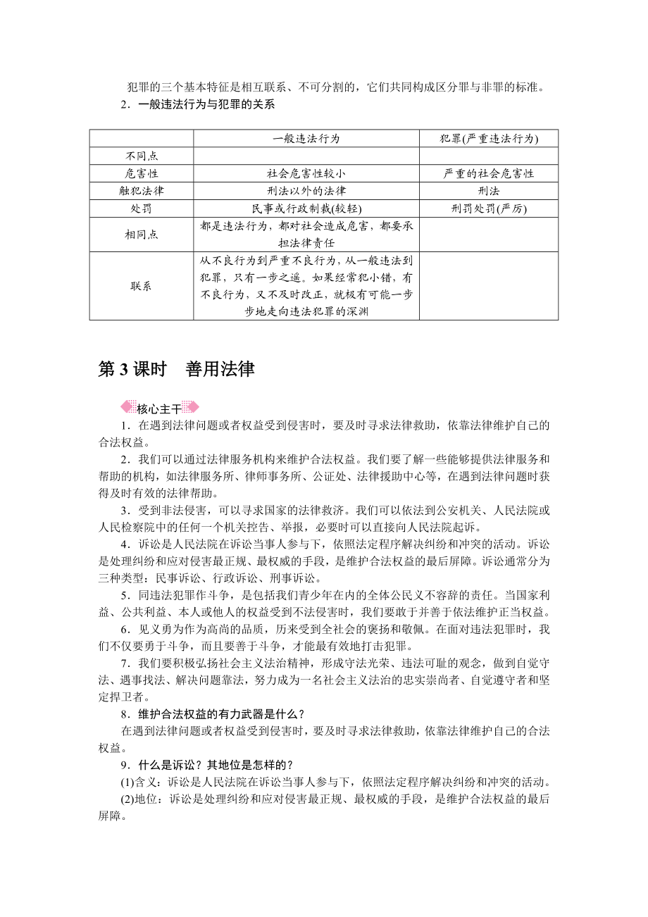 人教部编八年级道德与法治上册抢分速记第5课 做守法的公民.doc_第3页