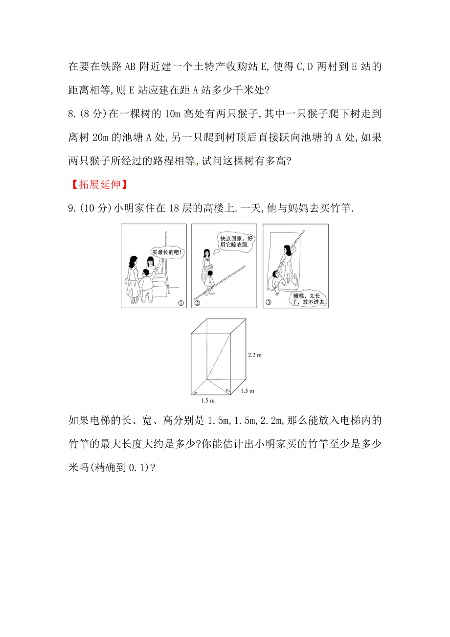 八年级数学下册知识点汇聚测试卷：勾股定理深入测试（含详解）.doc_第3页