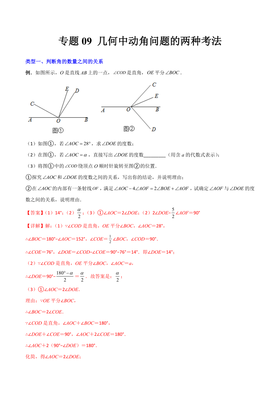 专题09 几何中种动角问题的两种考法（解析版）（人教版）.docx_第1页