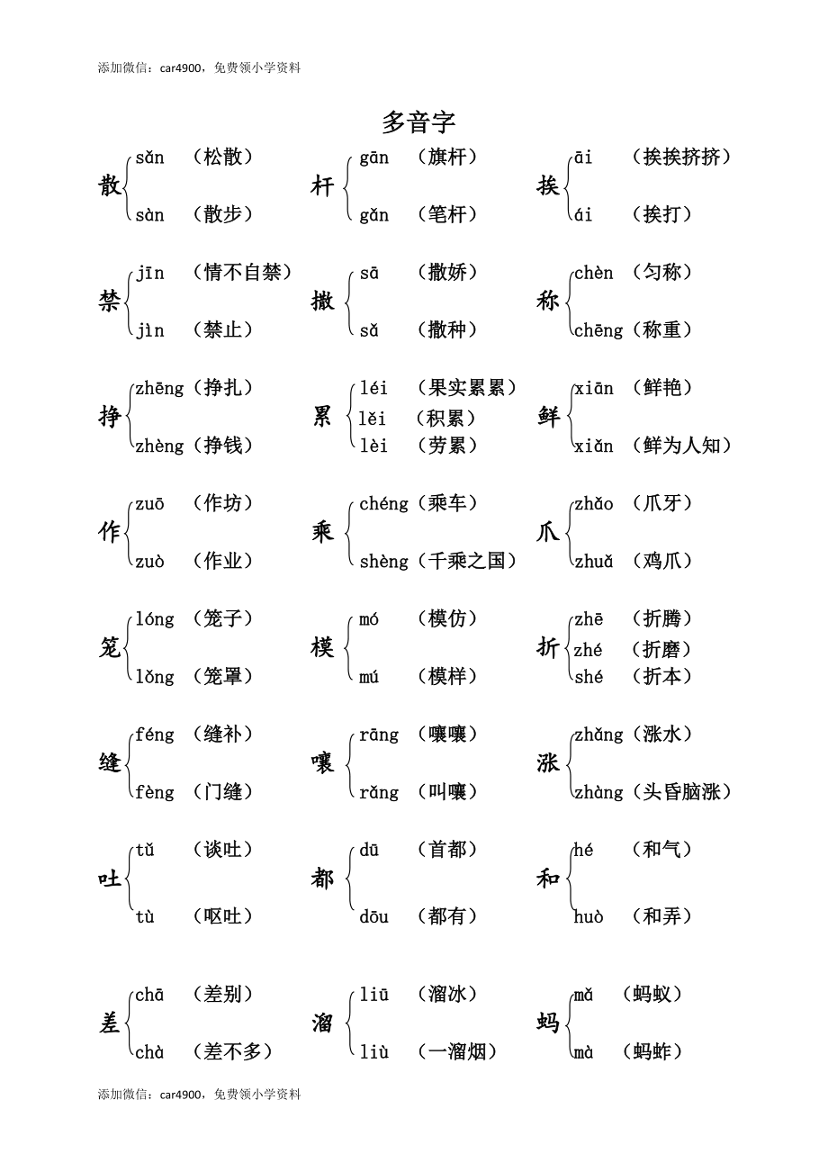 （部编版三年级下册）课本内多音字汇总.doc_第1页