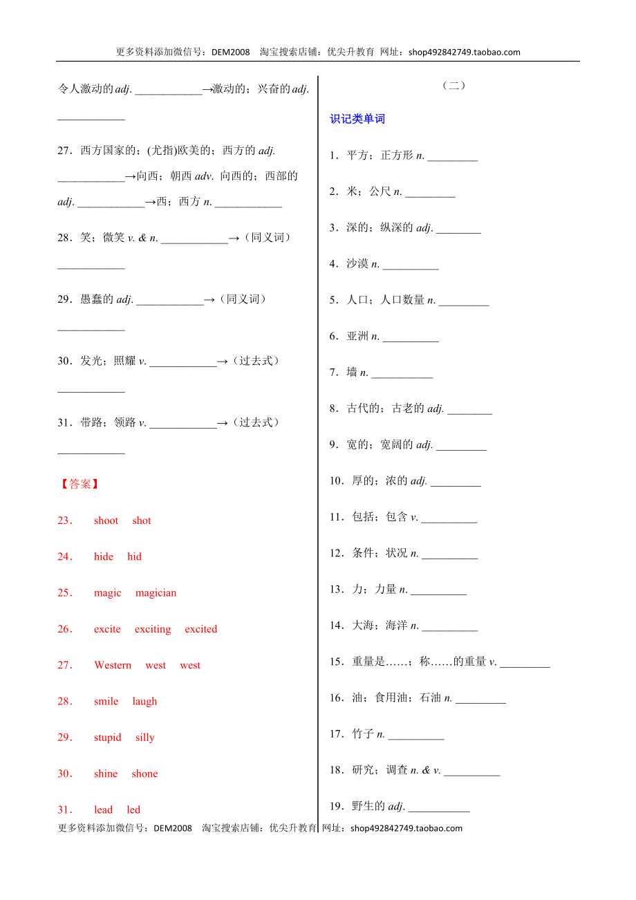 专题01重点词汇及专练（解析版）（人教版）.docx_第2页