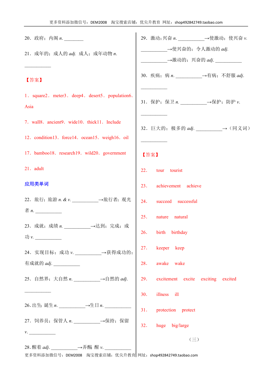 专题01重点词汇及专练（解析版）（人教版）.docx_第3页