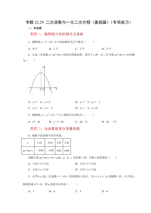 22.29 二次函数与一元二次方程（基础篇）（人教版）.docx