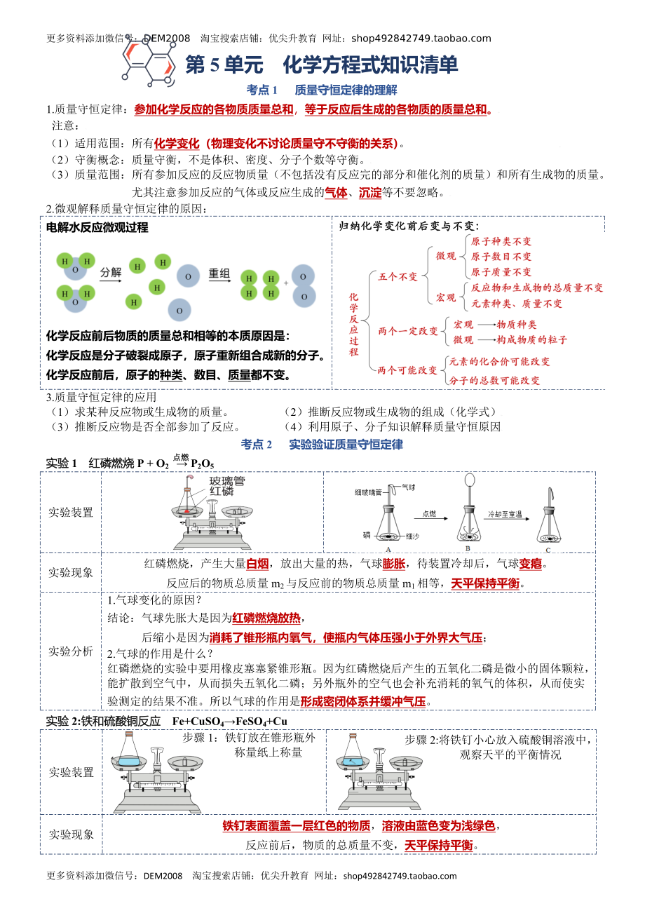 第五单元质量守恒定律-九年级化学上册单元复习知识清单.docx_第1页