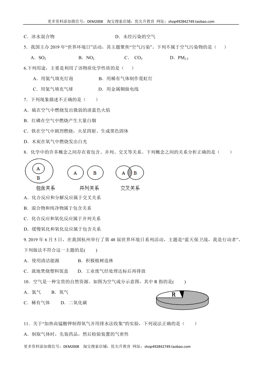 第一、二单元 走进化学世界 我们周围的空气（人教版）（原卷版）.docx_第2页