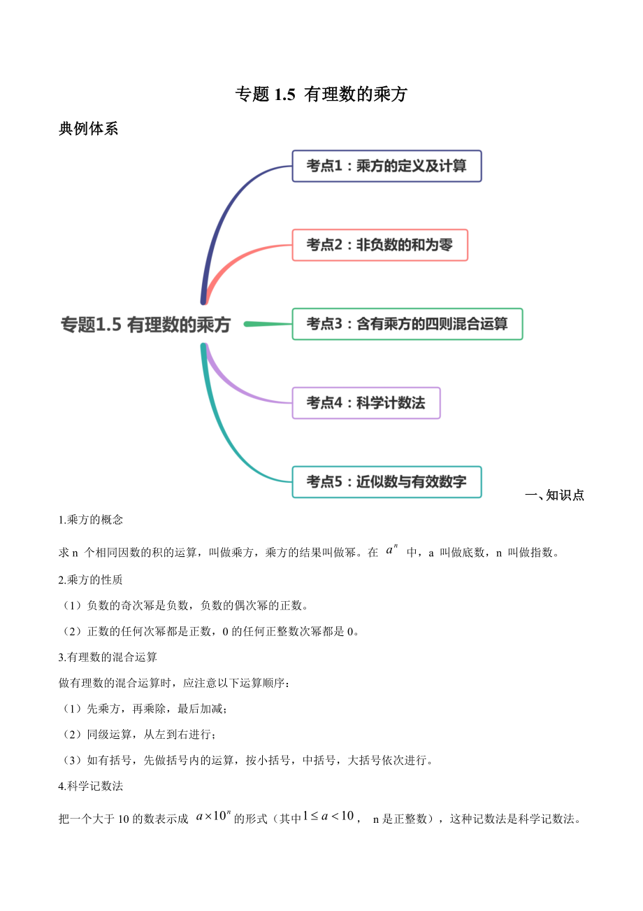 1.5 有理数的乘方讲练（原卷版）（人教版）.docx_第1页