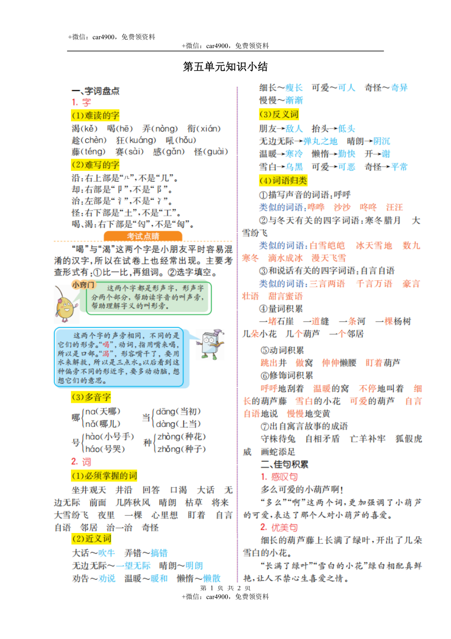 第五单元知识小结 .doc_第1页