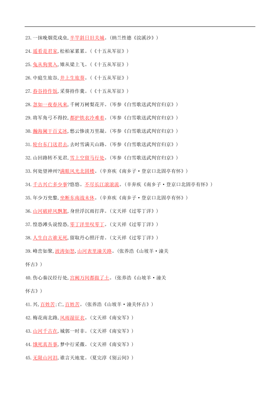 专题五古诗文默写（解析版）-九年级下期末考前易错专题复习（部编版）.docx_第2页