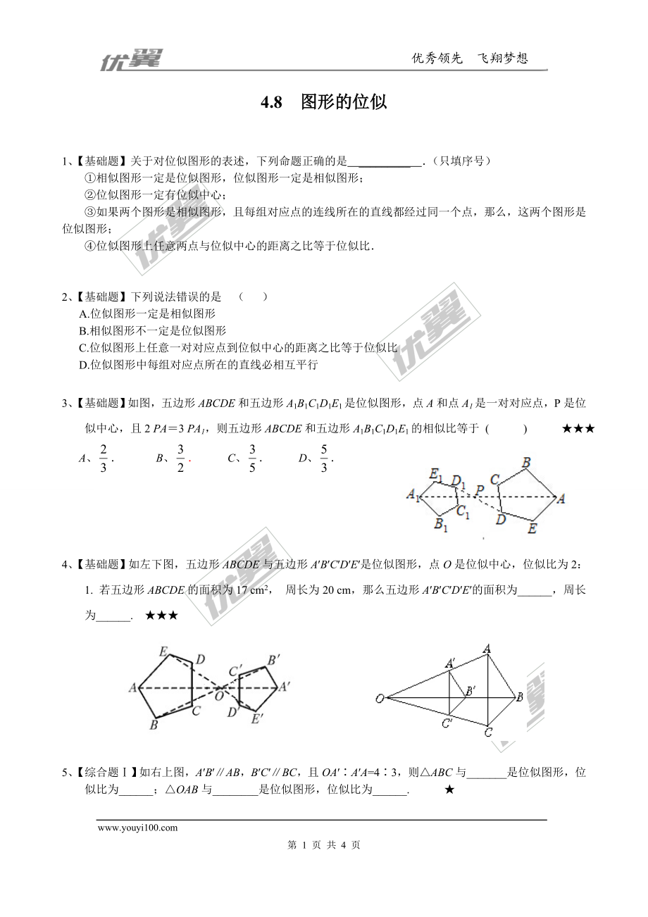 4.8图形的位似 同步练习.doc_第1页