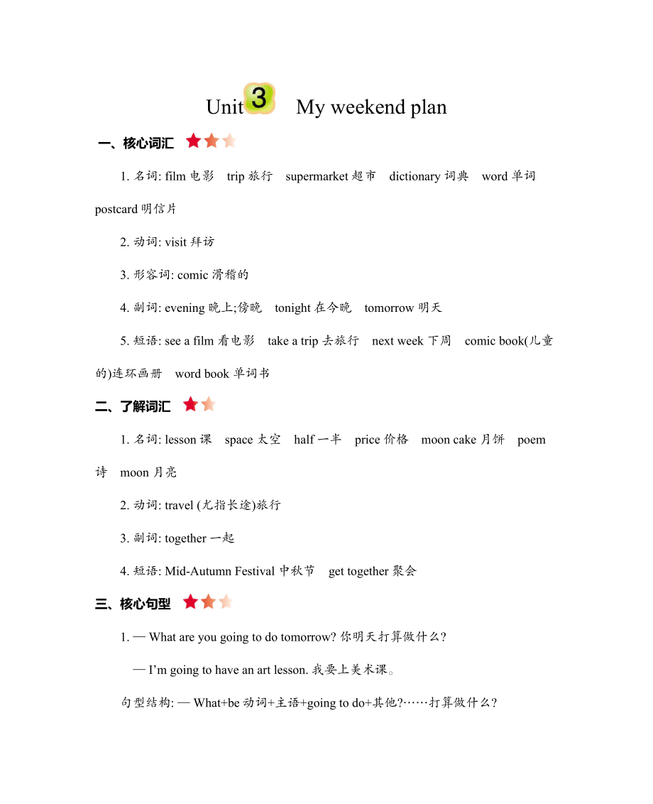 六（上）人教PEP：Unit 3 知识清单.docx_第1页