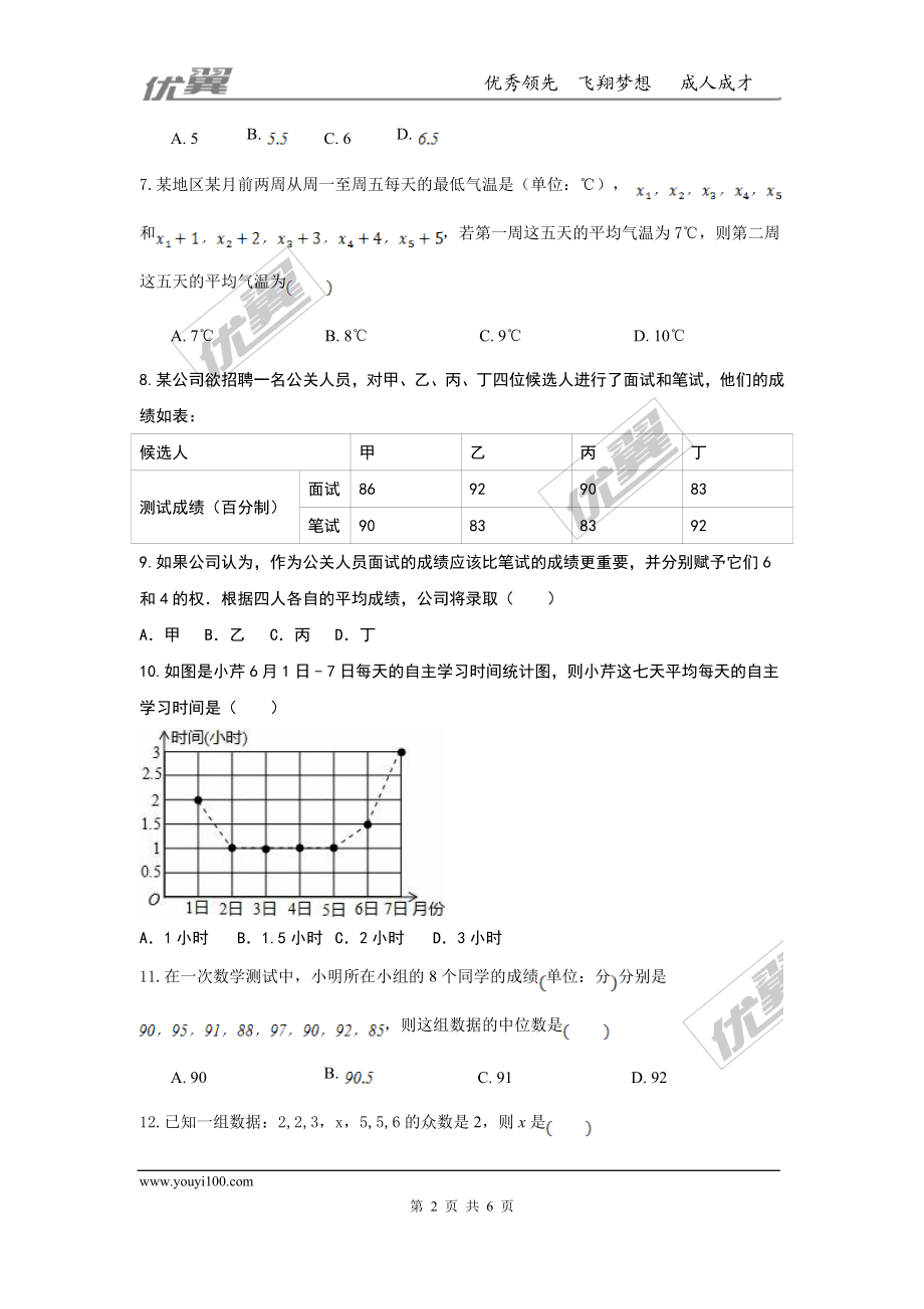 第六章 数据的分析周周测1（6.1-6.2）.doc_第2页