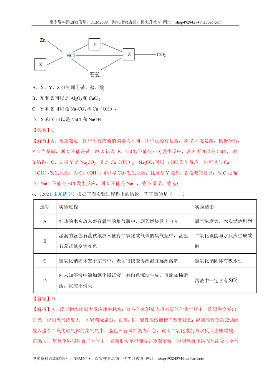 第十单元 酸和碱（选拔卷）（人教版）（解析版）.doc_第3页