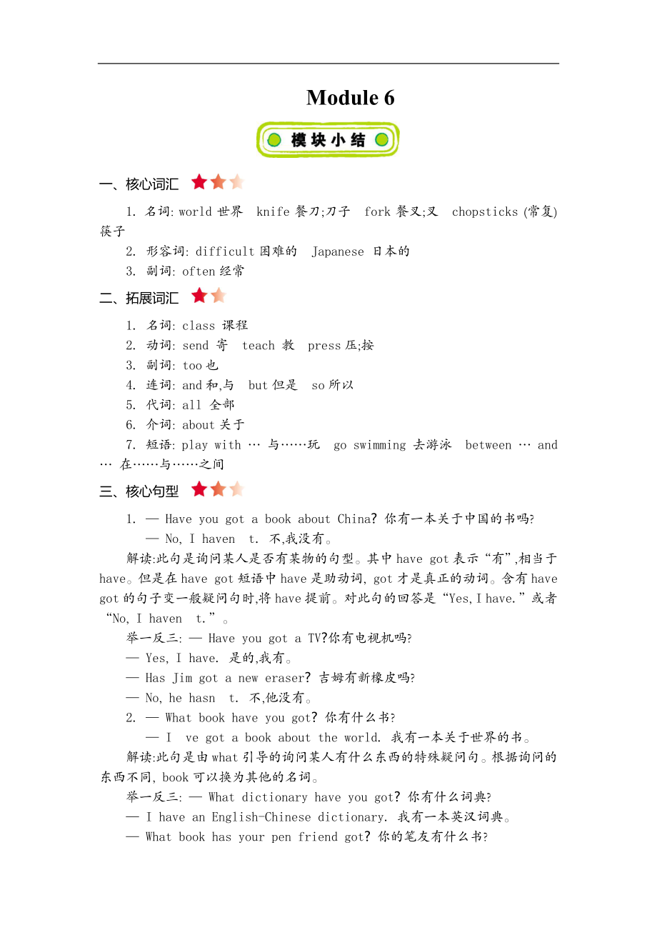 六(上)外研 Module 6 知识清单.docx_第1页