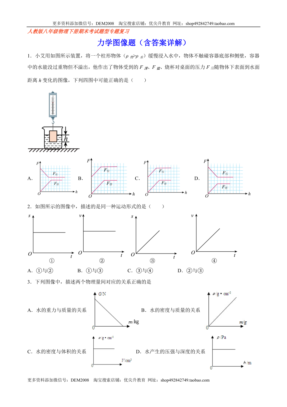 力学图像题（含答案详解）.docx_第1页