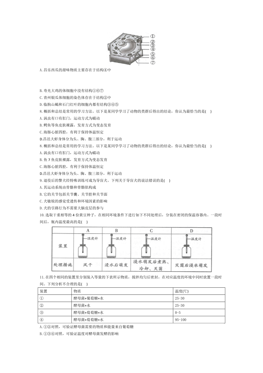 2019年山东潍坊市中考生物卷【jiaoyupan.com教育盘】.doc_第2页