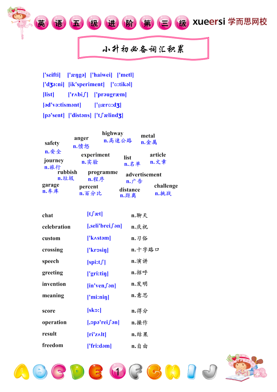 [第47讲] 小升初必备词汇积累.doc_第1页