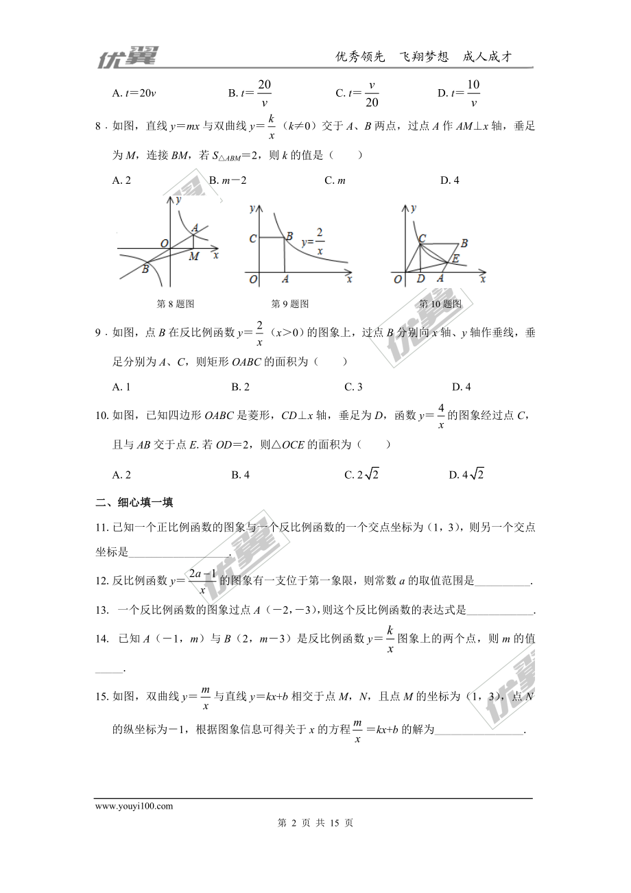 第21章 二次函数与反比例函数 周周测10（21.5）.doc_第2页